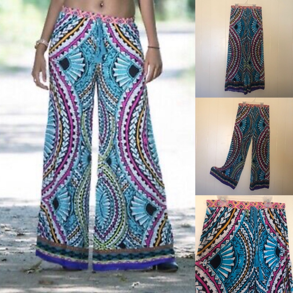 Flying Tomato Mirror print wide leg palazzo pants